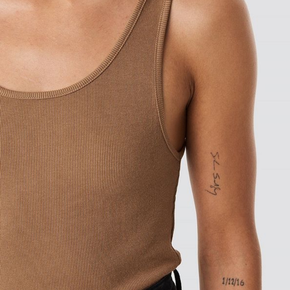 NA-KD Nude Minimalist Ribbed Tank Top Basic Small